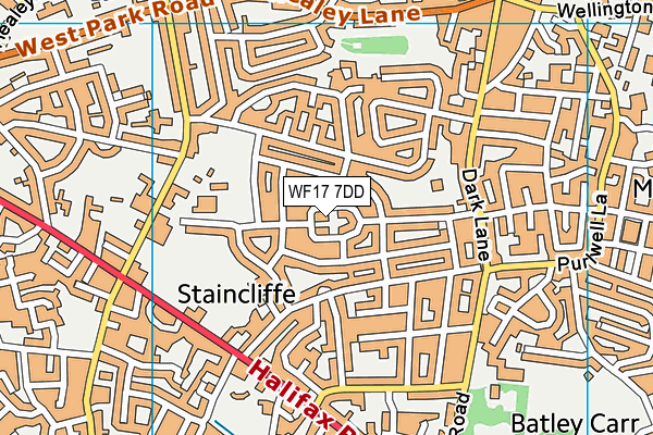 WF17 7DD map - OS VectorMap District (Ordnance Survey)