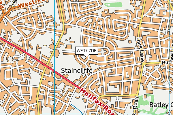 WF17 7DF map - OS VectorMap District (Ordnance Survey)