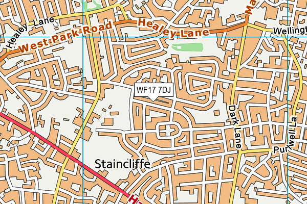 WF17 7DJ map - OS VectorMap District (Ordnance Survey)