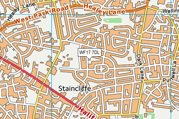 WF17 7DL map - OS VectorMap District (Ordnance Survey)