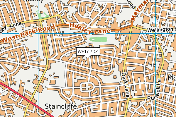 WF17 7DZ map - OS VectorMap District (Ordnance Survey)