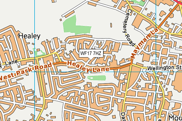 WF17 7HZ map - OS VectorMap District (Ordnance Survey)