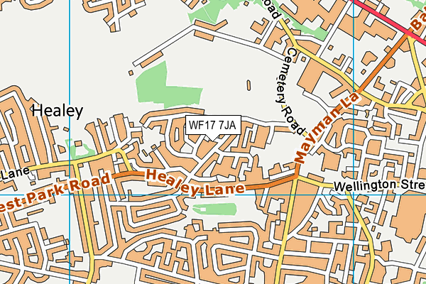 WF17 7JA map - OS VectorMap District (Ordnance Survey)