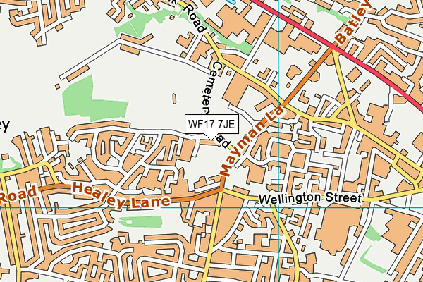 WF17 7JE map - OS VectorMap District (Ordnance Survey)