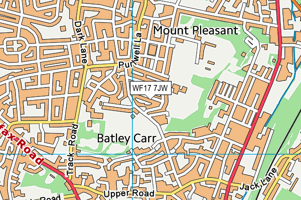 WF17 7JW map - OS VectorMap District (Ordnance Survey)