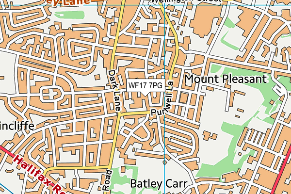 WF17 7PG map - OS VectorMap District (Ordnance Survey)