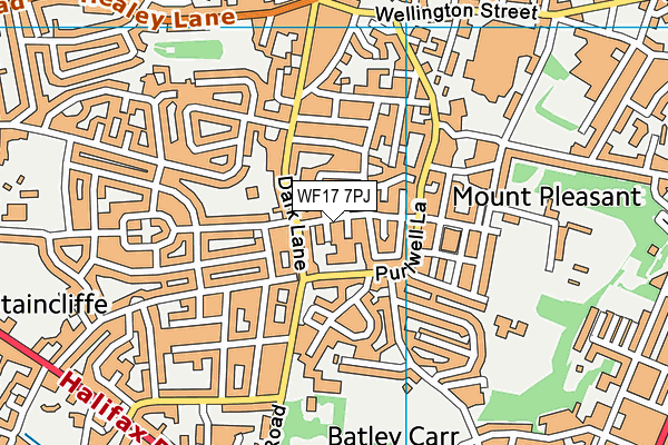 WF17 7PJ map - OS VectorMap District (Ordnance Survey)