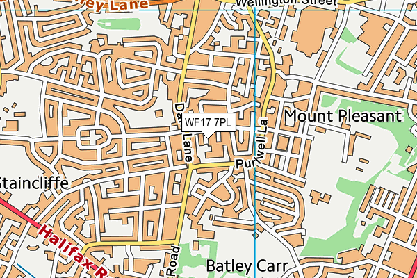 WF17 7PL map - OS VectorMap District (Ordnance Survey)