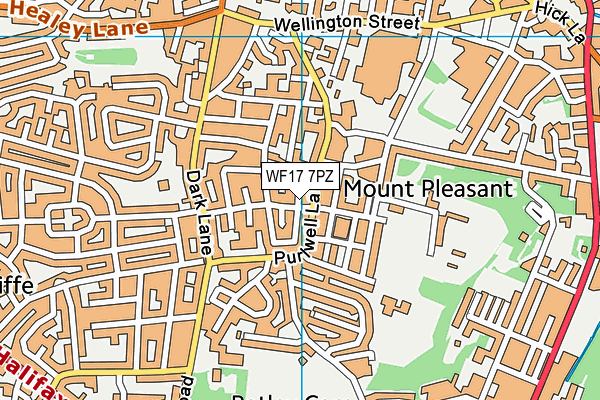 WF17 7PZ map - OS VectorMap District (Ordnance Survey)