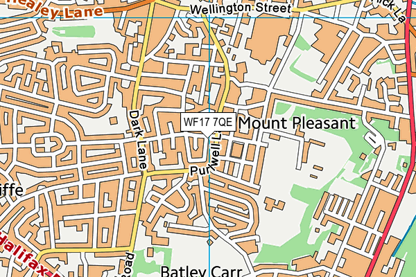 WF17 7QE map - OS VectorMap District (Ordnance Survey)