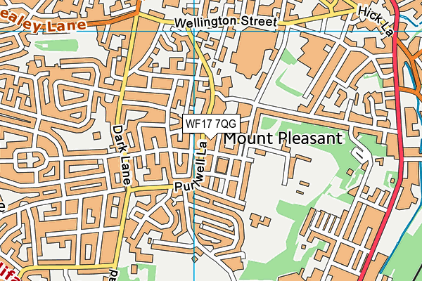 WF17 7QG map - OS VectorMap District (Ordnance Survey)