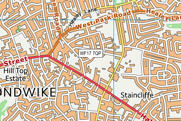 WF17 7QP map - OS VectorMap District (Ordnance Survey)