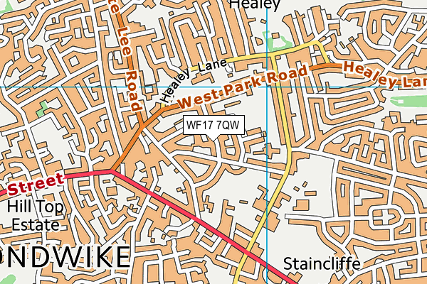 WF17 7QW map - OS VectorMap District (Ordnance Survey)