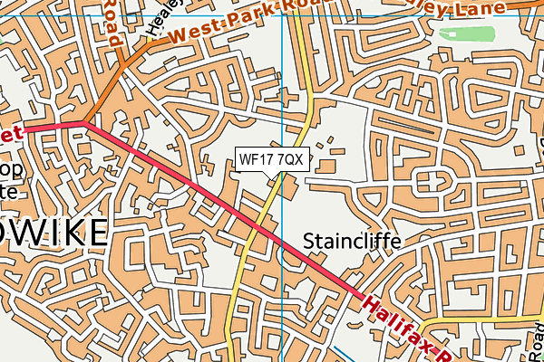 WF17 7QX map - OS VectorMap District (Ordnance Survey)
