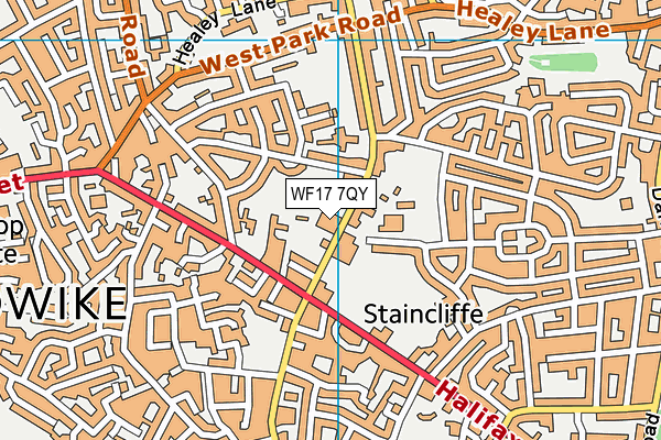 WF17 7QY map - OS VectorMap District (Ordnance Survey)