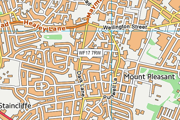 WF17 7RW map - OS VectorMap District (Ordnance Survey)