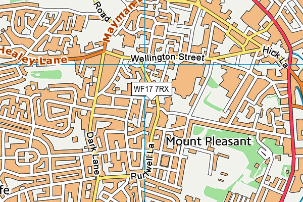 WF17 7RX map - OS VectorMap District (Ordnance Survey)