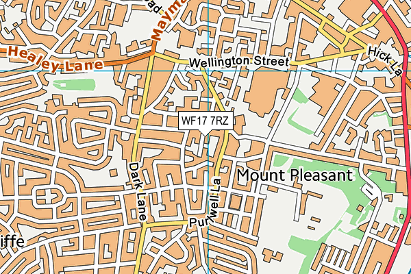 WF17 7RZ map - OS VectorMap District (Ordnance Survey)