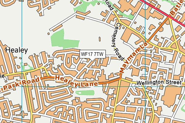 WF17 7TW map - OS VectorMap District (Ordnance Survey)