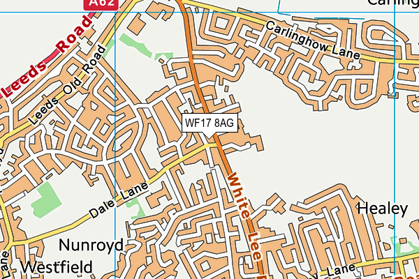 WF17 8AG map - OS VectorMap District (Ordnance Survey)