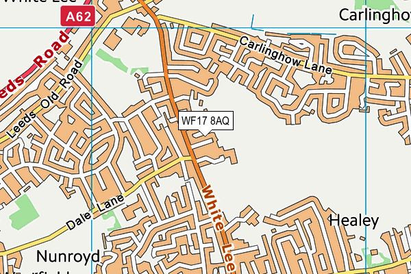 WF17 8AQ map - OS VectorMap District (Ordnance Survey)