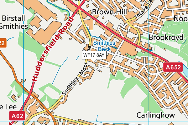 WF17 8AY map - OS VectorMap District (Ordnance Survey)