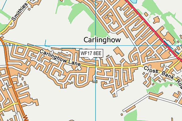 WF17 8EE map - OS VectorMap District (Ordnance Survey)