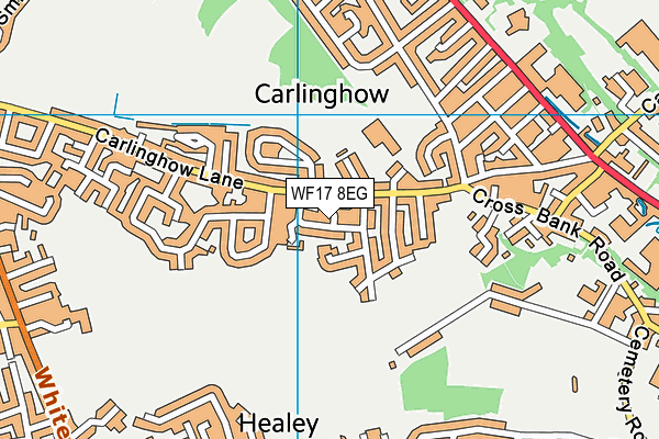 WF17 8EG map - OS VectorMap District (Ordnance Survey)