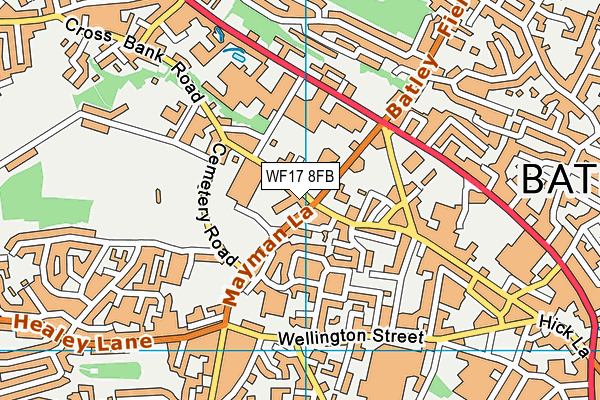 WF17 8FB map - OS VectorMap District (Ordnance Survey)