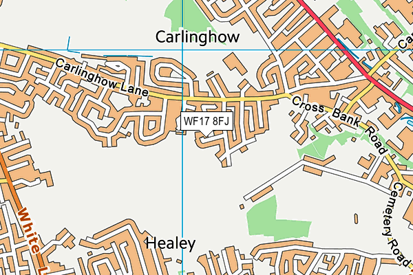 WF17 8FJ map - OS VectorMap District (Ordnance Survey)