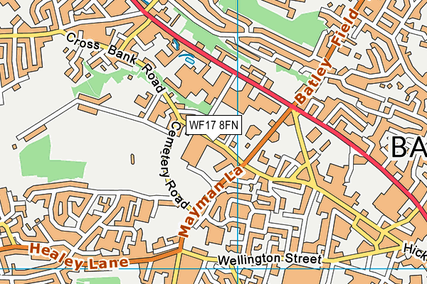 WF17 8FN map - OS VectorMap District (Ordnance Survey)