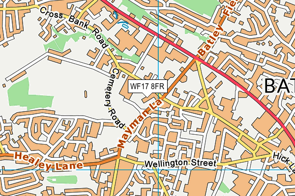 WF17 8FR map - OS VectorMap District (Ordnance Survey)