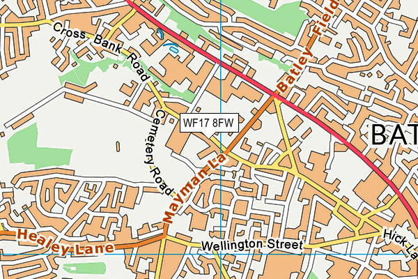 WF17 8FW map - OS VectorMap District (Ordnance Survey)