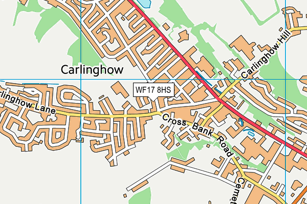 WF17 8HS map - OS VectorMap District (Ordnance Survey)