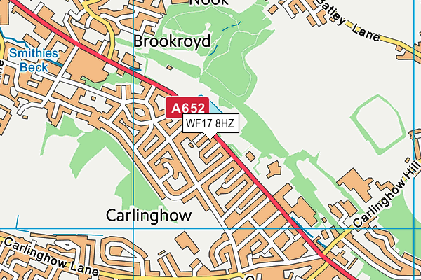 WF17 8HZ map - OS VectorMap District (Ordnance Survey)