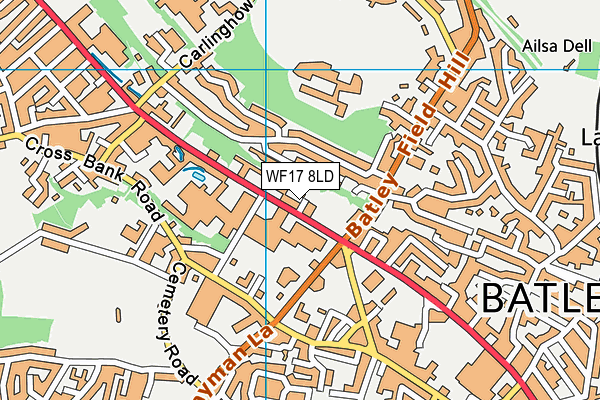 WF17 8LD map - OS VectorMap District (Ordnance Survey)