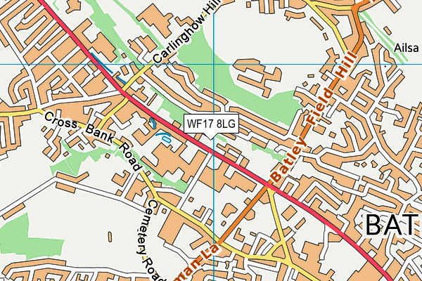 WF17 8LG map - OS VectorMap District (Ordnance Survey)