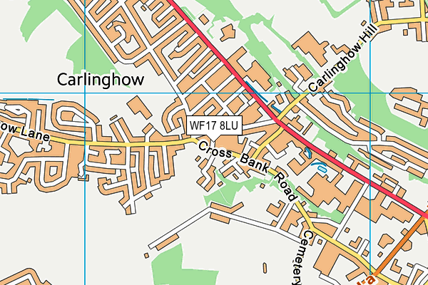 WF17 8LU map - OS VectorMap District (Ordnance Survey)