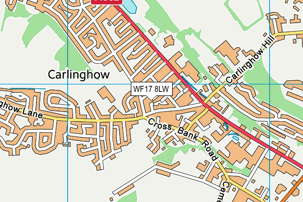 WF17 8LW map - OS VectorMap District (Ordnance Survey)