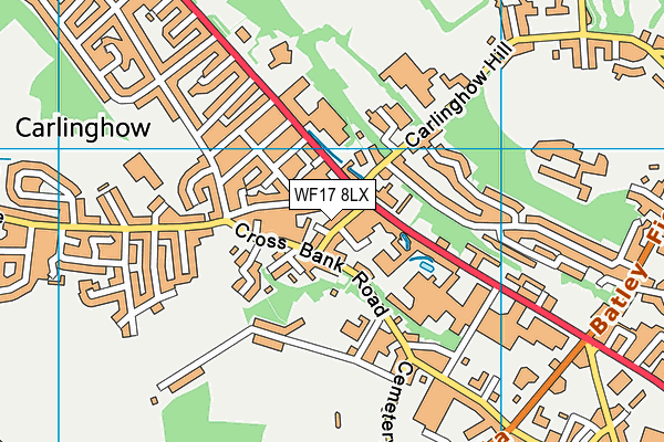 WF17 8LX map - OS VectorMap District (Ordnance Survey)