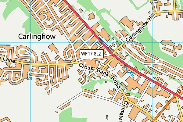 WF17 8LZ map - OS VectorMap District (Ordnance Survey)