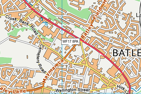 WF17 8PA map - OS VectorMap District (Ordnance Survey)