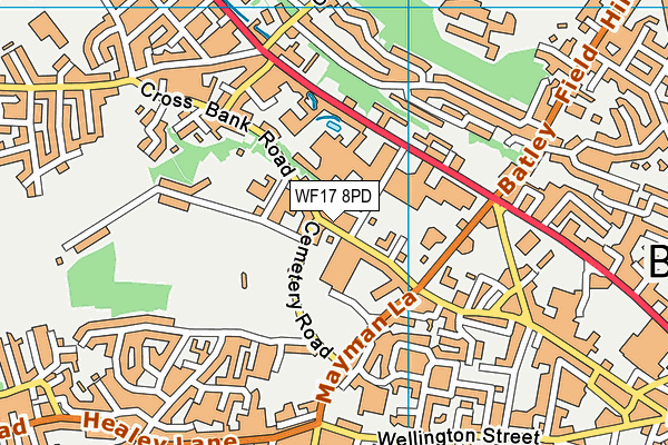 WF17 8PD map - OS VectorMap District (Ordnance Survey)