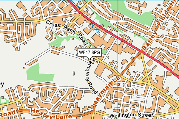 WF17 8PG map - OS VectorMap District (Ordnance Survey)