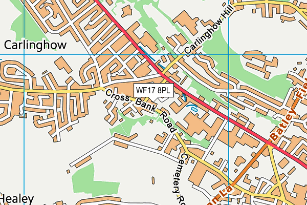 WF17 8PL map - OS VectorMap District (Ordnance Survey)