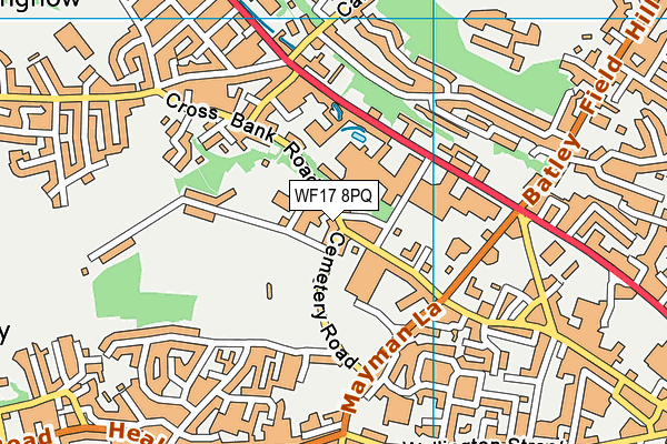 WF17 8PQ map - OS VectorMap District (Ordnance Survey)