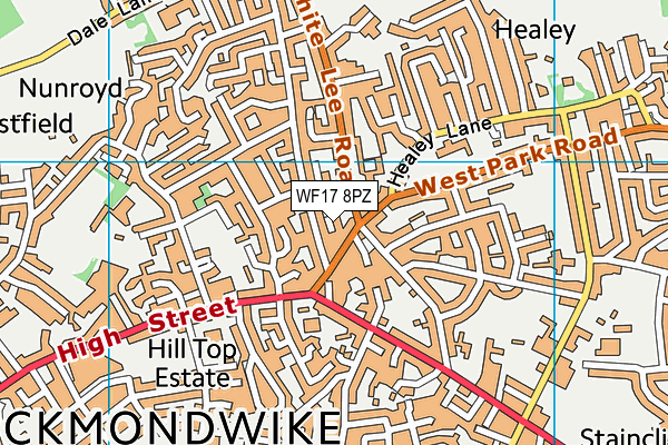 WF17 8PZ map - OS VectorMap District (Ordnance Survey)