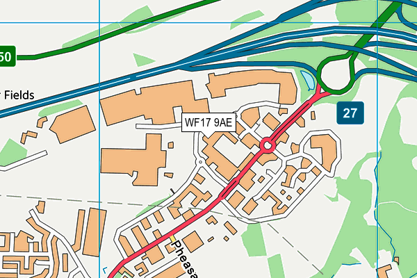 WF17 9AE map - OS VectorMap District (Ordnance Survey)