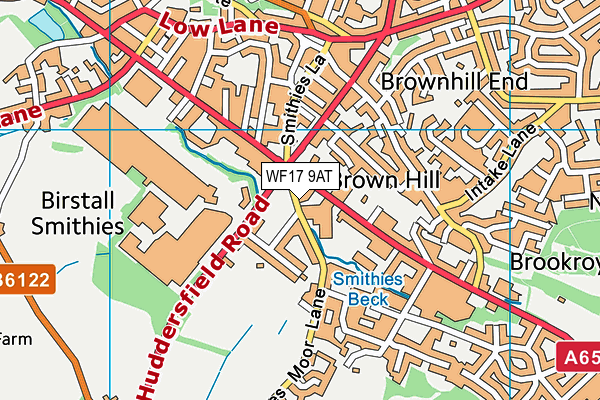 WF17 9AT map - OS VectorMap District (Ordnance Survey)