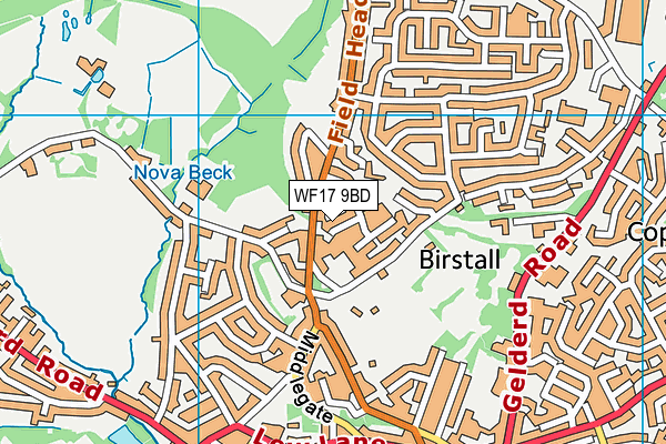 WF17 9BD map - OS VectorMap District (Ordnance Survey)